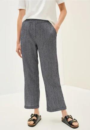 Cecil Damen Straight Leg Crepe Hose in Blau, Gr: L