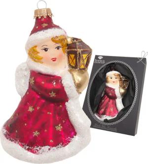 Krebs Glas Lauscha Christbaumschmuck "Engel mit Laterne, goldene Sterne", (1 tlg.), Christbaumschmuck aus Glas, mundgeblasen, handgefertigt, Engelsfigur