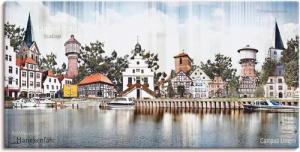 Artland Leinwandbild "Lingen Ems Skyline Collage", Deutschland, (1 St.), auf Keilrahmen gespannt