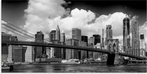 Artland Wandbild "Manhattan Skyline, Brooklyn Bridge", New York, (1 St.), als Alubild, Outdoorbild, Leinwandbild, Wandaufkleber, versch. Größen