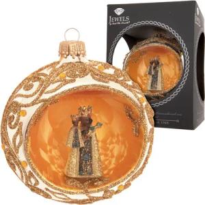 Krebs Glas Lauscha Christbaumschmuck "Reflexkugel mit schwarzer Madonna", (Packung, 1 tlg.), Christbaumschmuck aus Glas, mundgeblasen, handgefertigt, Baumkugel