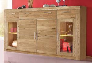 VOGL Möbelfabrik Highboard "Toronto", opt. Glastüren, teilmassiv, Rahmenoptik, Made in Germany