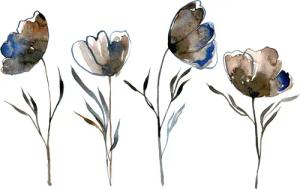 queence Leinwandbild "Blumen", Kunst-Blumen-Blumenbilder, Premium-Leinwandstoff, Handarbeit aus Deutschland