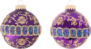 Krebs Glas Lauscha Weihnachtsbaumkugel "CBK90230, Weihnachtsdeko, Christbaumschmuck, Christbaumkugeln Glas", (Set, 4 St.), mit Glitterband & Borte