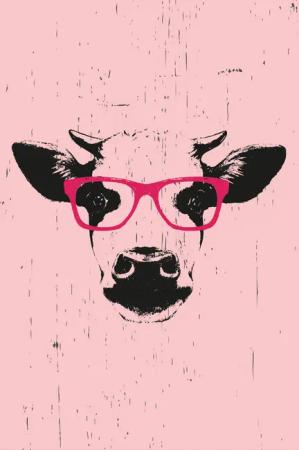 queence Leinwandbild "Kuh mit Brille", Kuh-Kuhbilder-Comic, Premium-Leinwandstoff, Handarbeit aus Deutschland