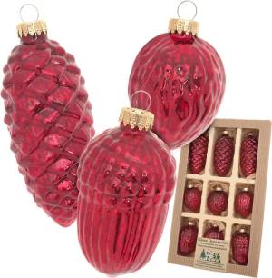 Krebs Glas Lauscha Christbaumschmuck "Antikes Glas Nüsse & Zapfen", (Packung, 9 tlg.), Christbaumschmuck aus Glas, mundgeblasen, handgefertigt, Zapfen