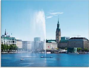 Artland Glasbild "Hamburg Alsterfontäne mit Rathaus", Deutschland, (1 St.), in verschiedenen Größen