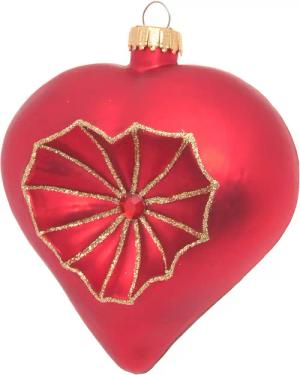 Krebs Glas Lauscha Christbaumschmuck "Reflexherz, Rot Satin, 9cm", (1 tlg.), Christbaumschmuck aus Glas, mundgeblasen, handgefertigt, herzförmig