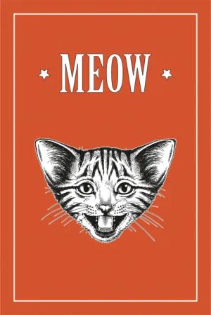 queence Leinwandbild "Katze MEOW", Kunst-Modern-Schriftzug-Tiere-Katze-Katzen-Katzenbilder, Premium-Leinwandstoff, Handarbeit aus Deutschland