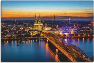 Artland Leinwandbild "Erleuchtetes Köln von oben", Deutschland, (1 St.), auf Keilrahmen gespannt
