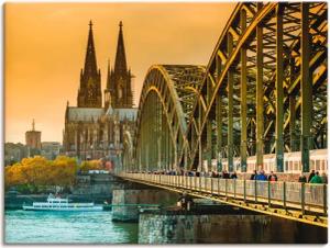 Artland Leinwandbild "Kölner Dom mit Hohenzollernbrücke", Deutschland, (1 St.), auf Keilrahmen gespannt