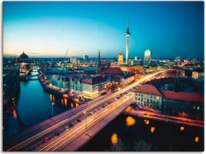 Artland Wandbild "Berlin Cityscape am Abend", Deutschland, (1 St.), als Leinwandbild, Poster in verschied. Größen