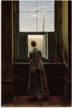 Artland Wandbild "Frau am Fenster. 1822(?)", Frau, (1 St.), als Alubild, Outdoorbild, Leinwandbild, Poster in verschied. Größen