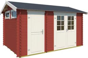 LASITA MAJA Gartenhaus "William", Blockbohlenhaus 28mm 2-Raum, Fundamentmass 3800x2500, Schwedenrot