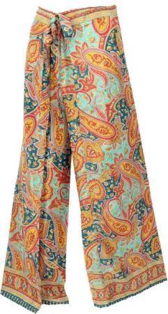 Guru-Shop Relaxhose Boho Wickelhose, Palazzohose, langer Boho.. alternative Bekleidung