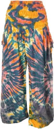 Guru-Shop Relaxhose Farbenfrohe Batikhose, Boho Palazzohose, weite.. alternative Bekleidung