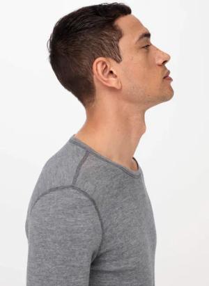 hessnatur Herren Longsleeve PURE FUNCTION mit Bio-Merinowolle und Seide - grau - Größe 4 = S