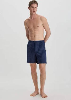 hessnatur Herren Schlafshorts PURE NATURE aus Bio-Baumwolle - blau - Größe 52