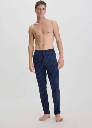 hessnatur Herren Schlafhose PURE NATURE aus Bio-Baumwolle - blau - Größe 46