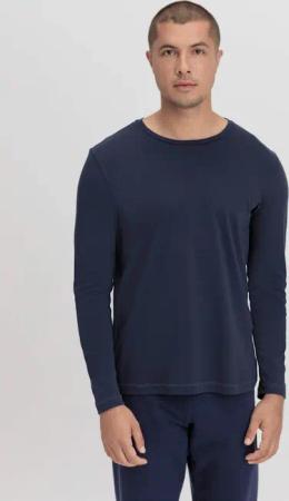 hessnatur Herren Longsleeve PURE NATURE aus Bio-Baumwolle - blau - Größe 48