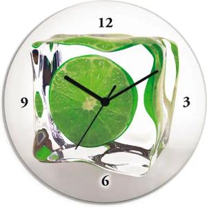 Artland Wanduhr "Limette im Eiswürfel", wahlweise mit Quarz- oder Funkuhrwerk, lautlos ohne Tickgeräusche