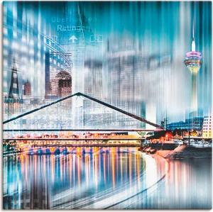 Artland Leinwandbild "Düsseldorf Collage Skyline 13", Deutschland, (1 St.), auf Keilrahmen gespannt