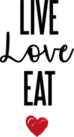 queence Wanddekoobjekt "LIVE LOVE EAT", Stahlschild, Blechschild, Spruch, Witzig, Wanddeko, retro, 20x30cm