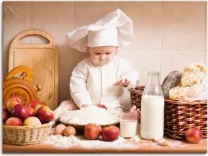 Artland Wandbild "Küche Junge Kind Backen", Bilder von Kindern, (1 St.), als Alubild, Outdoorbild, Leinwandbild, Poster, Wandaufkleber