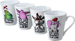 Retsch Arzberg Becher "Tierisch", (Set, 4 tlg.), mit 4 Dekore-Sprüchen, 4-teilig