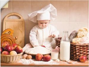 Artland Wandbild "Küche Junge Kind Backen", Bilder von Kindern, (1 St.), als Alubild, Outdoorbild, Leinwandbild, Poster, Wandaufkleber