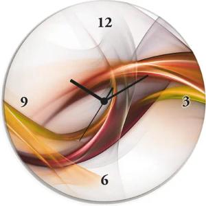Artland Wanduhr "Glasuhr rund Abstrakes Design Orange", wahlweise mit Quarz- oder Funkuhrwerk, lautlos ohne Tickgeräusche
