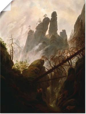 Artland Kunstdruck "Felsenschlucht, 1822/23", Felsen, (1 St.), als Leinwandbild, Wandaufkleber oder Poster in versch. Größen