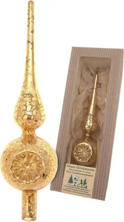 Krebs Glas Lauscha Christbaumspitze "Antike Mercury Glas Reflexspitze", (Packung, 1 tlg.), Christbaumspitze aus Glas, mundgeblasen, handgefertigt