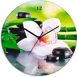 Artland Wanduhr "Spa Steine Bambus Zweige Orchidee", wahlweise mit Quarz- oder Funkuhrwerk, lautlos ohne Tickgeräusche