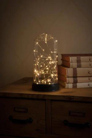 KONSTSMIDE LED Dekolicht "Weihnachtsdeko", 50 flammig, Leuchtmittel LED-Modul  LED fest integriert, LED Dekoglaskuppel mit silberfb. Draht, 50 bernsteinfarbene Dioden