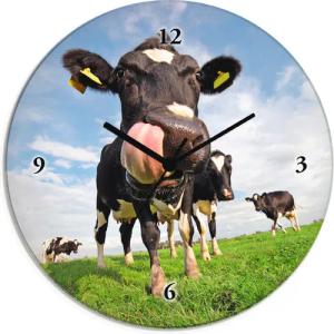 Artland Wanduhr "Holstein-Kuh mit gewaltiger Zunge", wahlweise mit Quarz- oder Funkuhrwerk, lautlos ohne Tickgeräusche