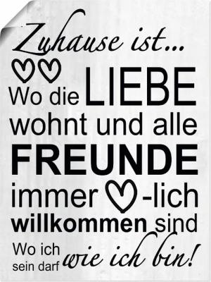 Artland Wandbild "Wo die Liebe wohnt", Sprüche & Texte, (1 St.), als Alubild, Outdoorbild, Leinwandbild, Poster, Wandaufkleber