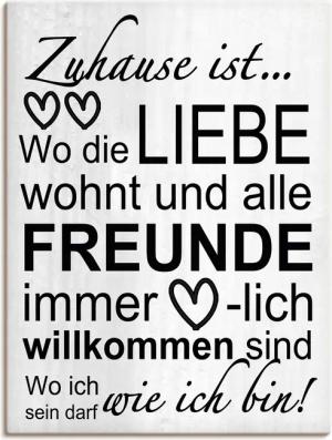 Artland Wandbild "Wo die Liebe wohnt", Sprüche & Texte, (1 St.), als Alubild, Outdoorbild, Leinwandbild, Poster, Wandaufkleber