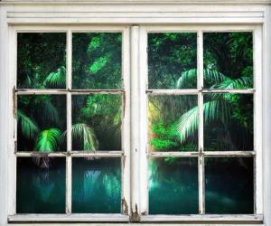 queence Wandsticker "Bäume am Wasser", Wandsticker, Wandbild, selbstklebend, 3D, Fenster