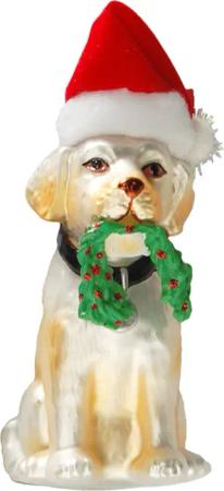 Krebs Glas Lauscha Christbaumschmuck "CBK01002, Weihnachtsdeko, Christbaumschmuck", (1 tlg.), Hund mit Weihnachtsmütze, aus Glas