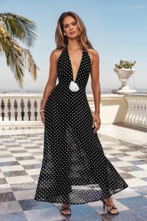 Tiefer Ausschnitt Maxi-Strandkleid