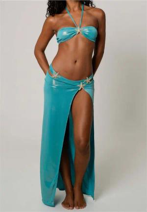 Moda Minx Sommerrock "Starfish Long Side Slit Skirt", (1 tlg.), mit tollem Seestern-Element