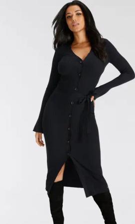 Bruno Banani Strickkleid wadenlang, elegant und