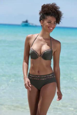 LASCANA Highwaist-Bikini-Hose Adelin mit bedruckten Einsätzen