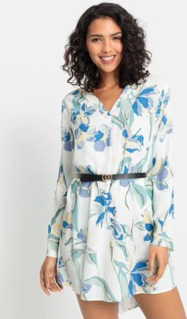 LASCANA Longbluse (mit Gürtel in Lederoptik)