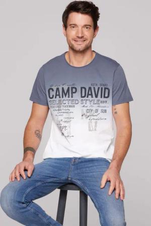 CAMP DAVID Rundhalsshirt mit offener Kante