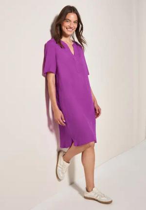 CECIL Sommerkleid Splitneck, mit Leinen