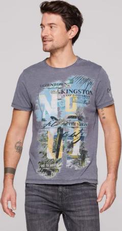 CAMP DAVID Rundhalsshirt mit offener Kante