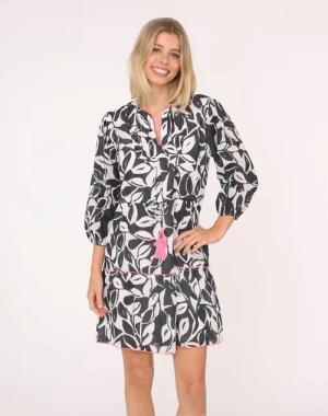 Zwillingsherz Sommerkleid "Blätter Zweifarbig" mit Tasseln