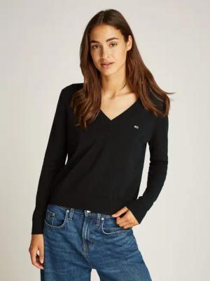 Tommy Jeans Curve V-Ausschnitt-Pullover TJW ESSENTIAL